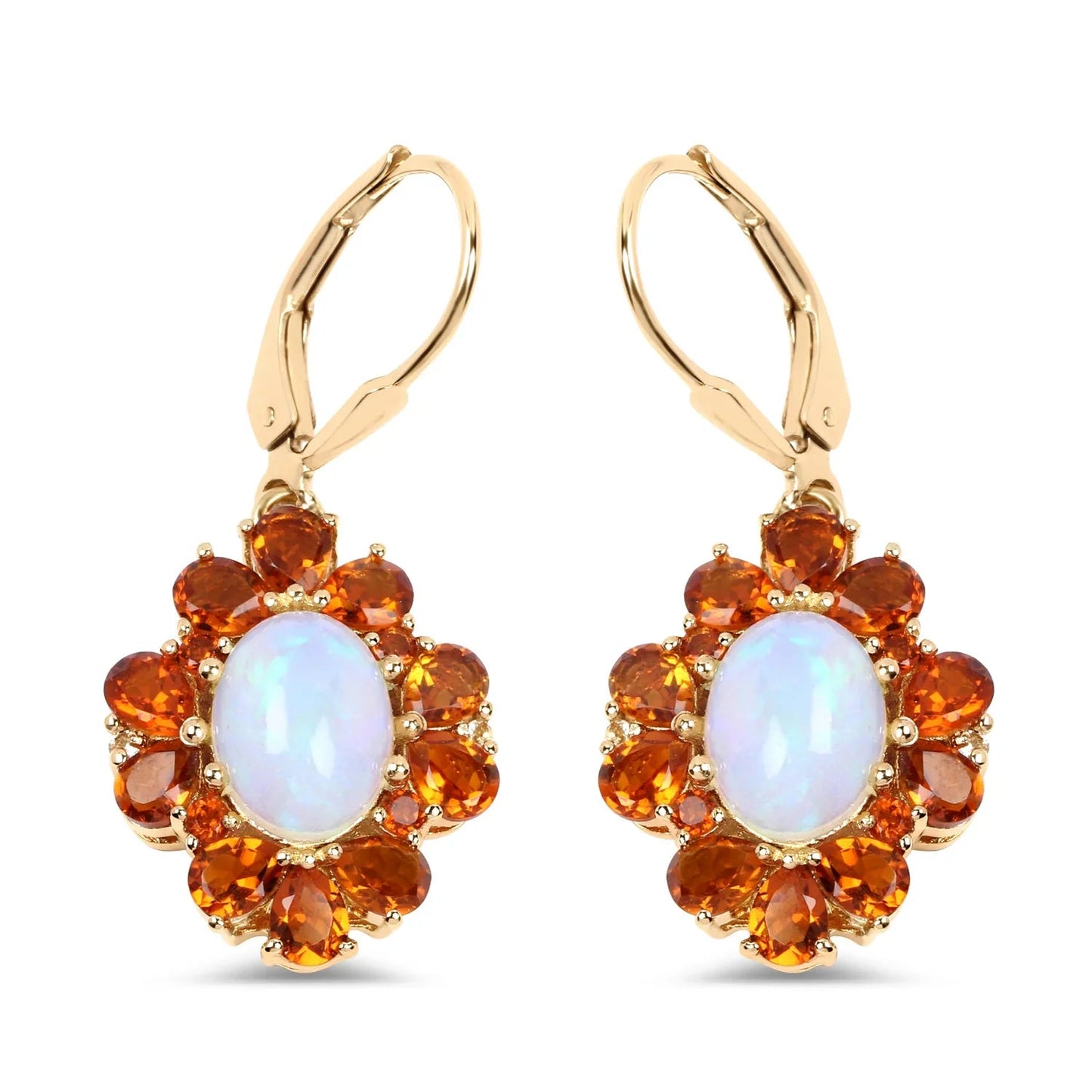 2.00 Ct Oval White Ethiopian Opal Prong Silver Floral Dangle Earrings