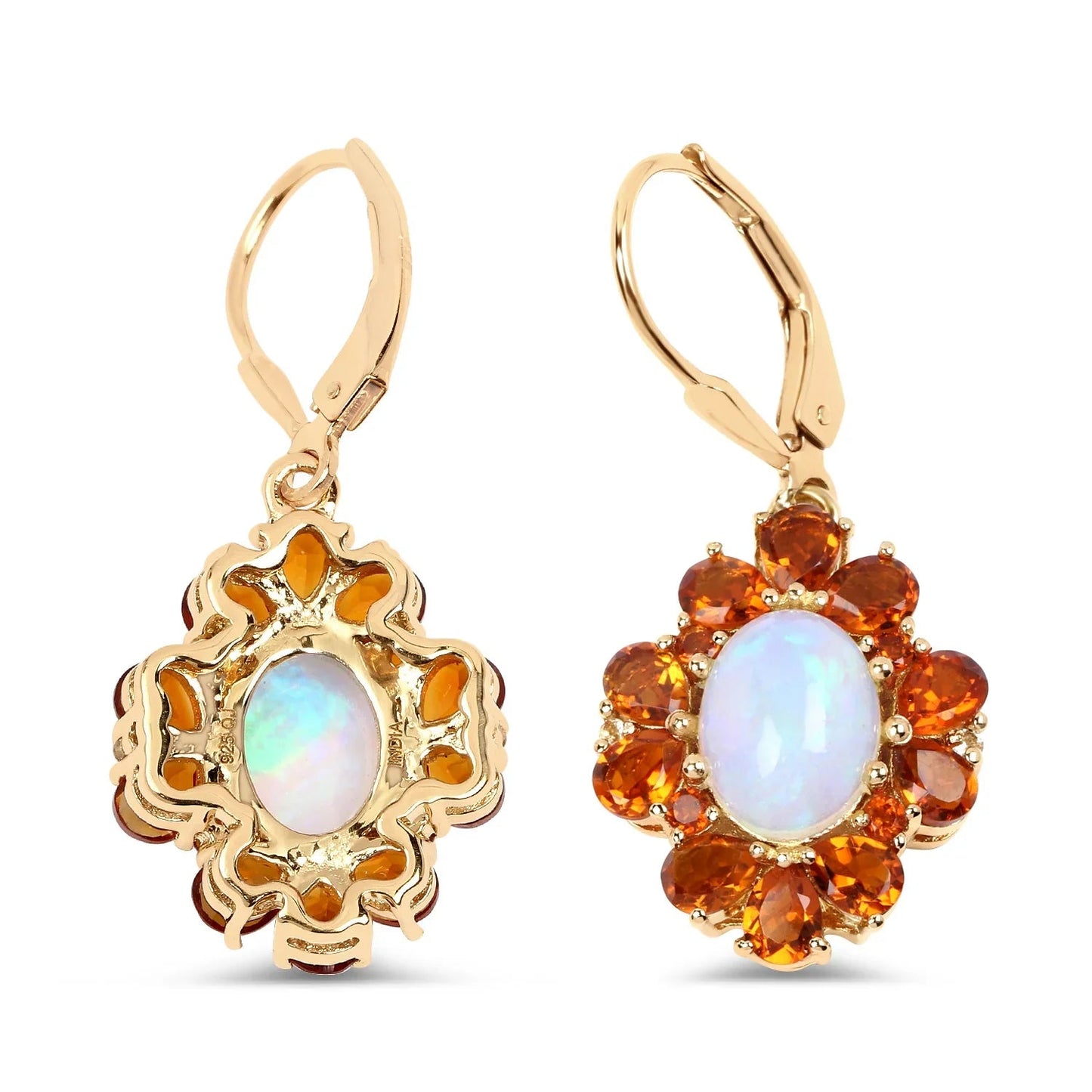 2.00 Ct Oval White Ethiopian Opal Prong Silver Floral Dangle Earrings