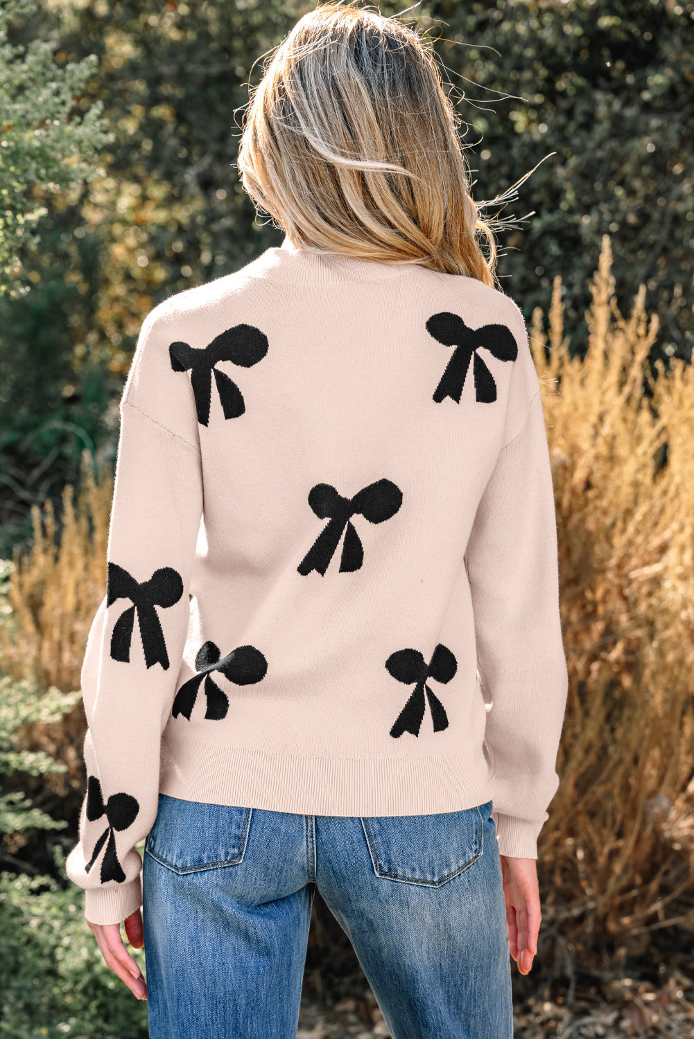 Threaded Pear Eleanor Bow Pattern Loose Sweater