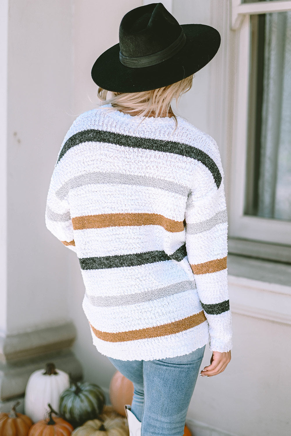 Cora Striped Popcorn Knit Sweater - Threaded Pear