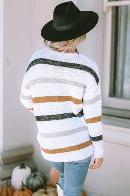 Cora Striped Popcorn Knit Sweater - Threaded Pear