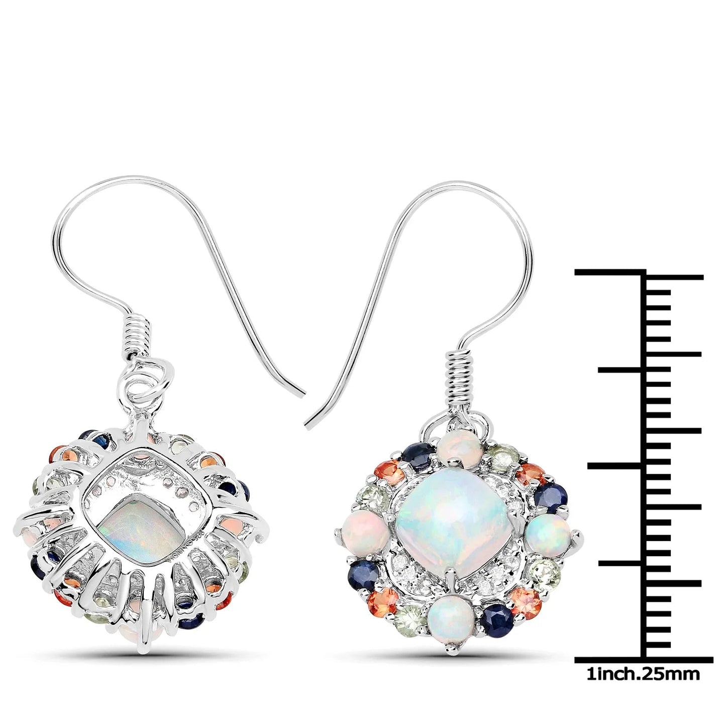 White Opal Prong Sterling Silver Dangle Earrings