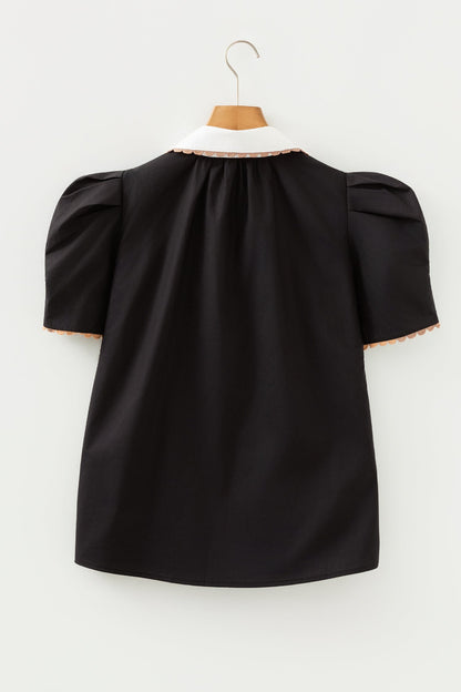 Threaded Pear Remington Collar Short Sleeve Blouse