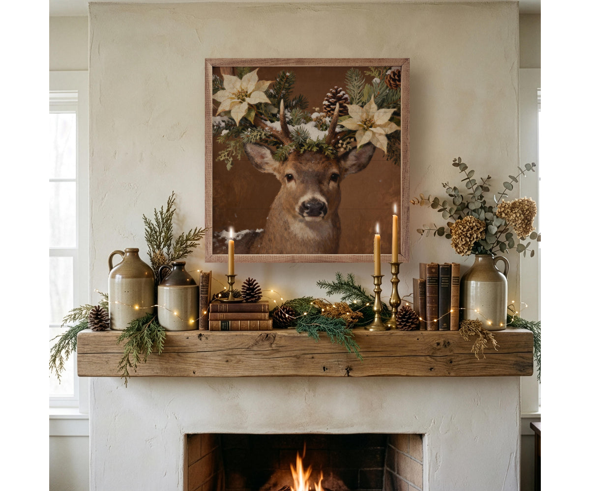 Kendrick Home Poinsettia Deer