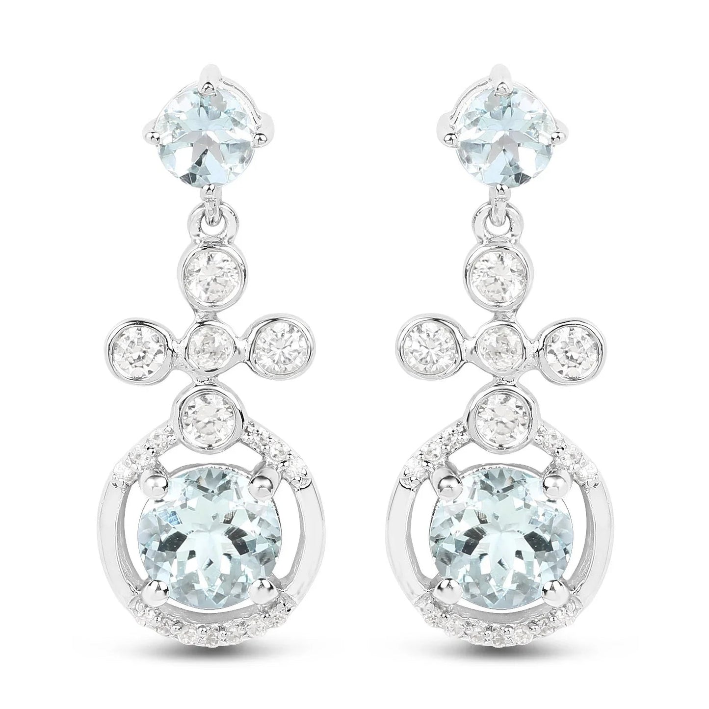 Aquamarine Dangle Earrings Sterling Silver