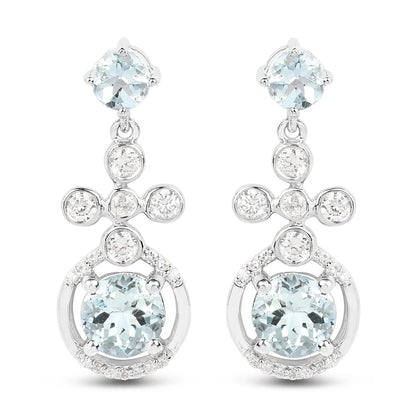 Aquamarine Dangle Earrings Sterling Silver