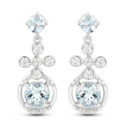 Aquamarine Dangle Earrings Sterling Silver