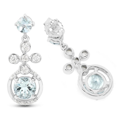 Aquamarine Dangle Earrings Sterling Silver