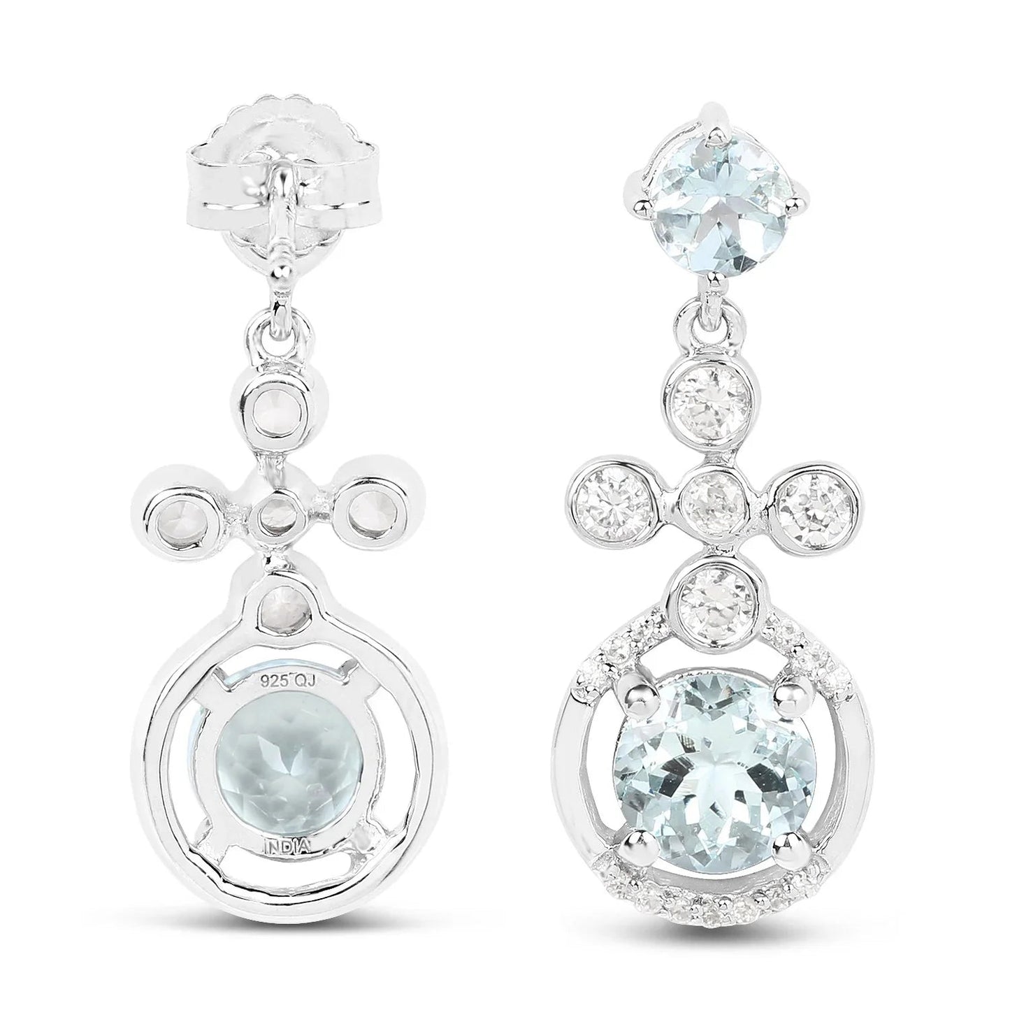Aquamarine Dangle Earrings Sterling Silver