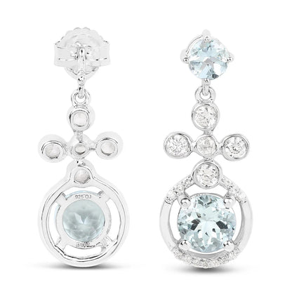 Aquamarine Dangle Earrings Sterling Silver