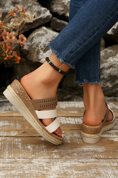 Threaded Pear Nevaeh Straps Platform Wedge Slippers