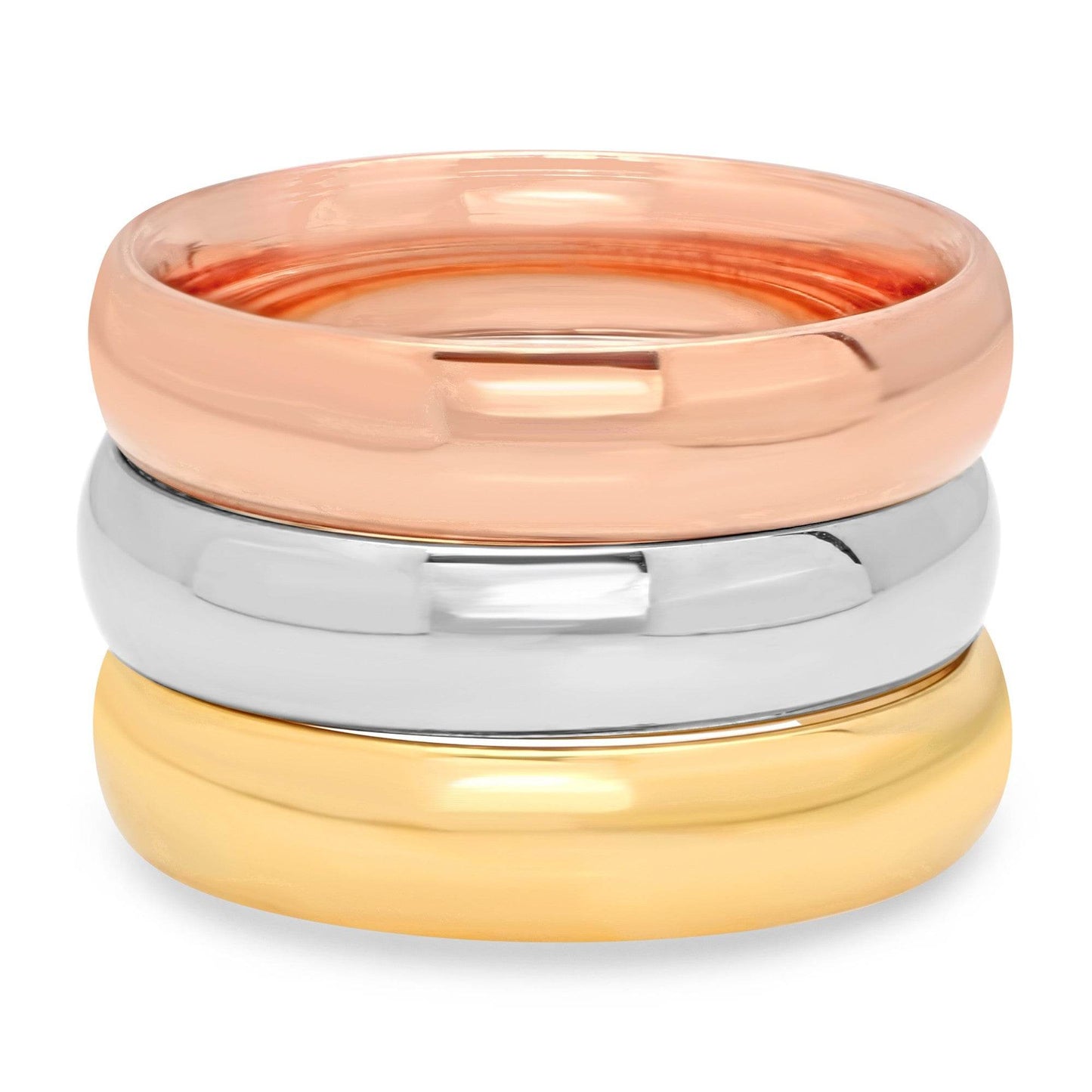 Set Of 3 Tri-Color Wedding Band Ring