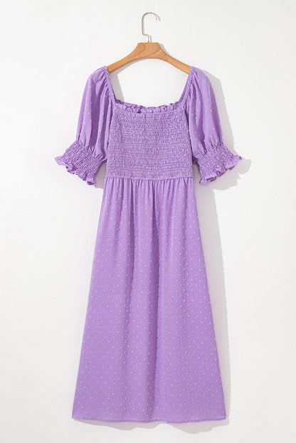 Threaded Pear Marley Plus Size Swiss Dot Smocked Dress