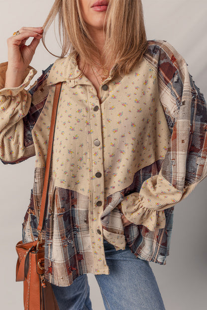 Threaded Pear Emma Sleeve Waffle Knit Shacket