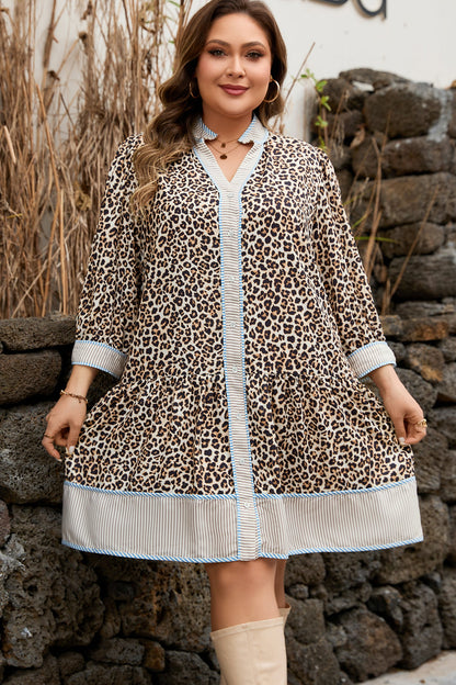 Threaded Pear Davina Long Sleeve Mini PLUS Dress