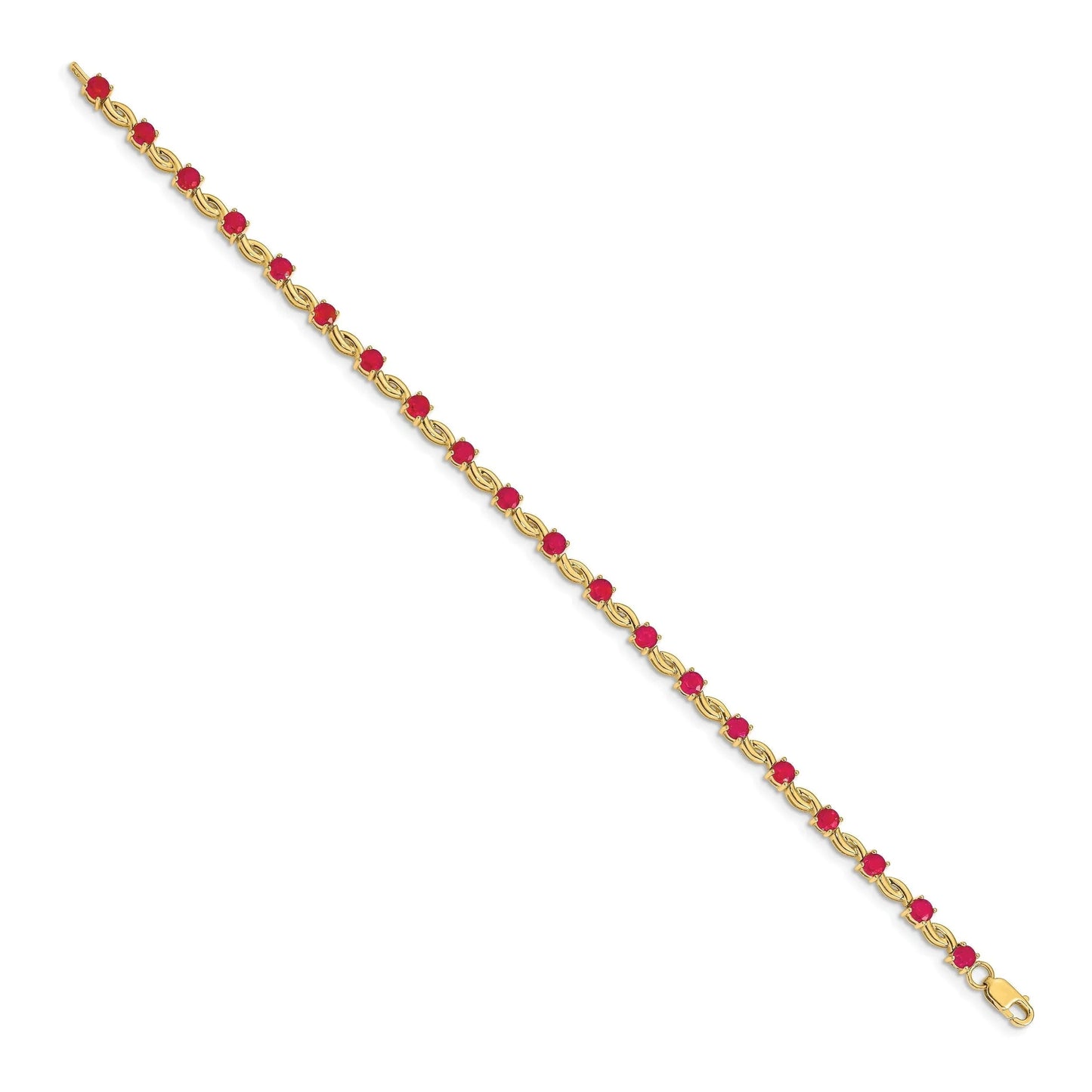 14k Gold Genuine Ruby Bracelet 2.8 Carats
