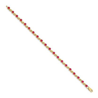 14k Gold Genuine Ruby Bracelet 2.8 Carats