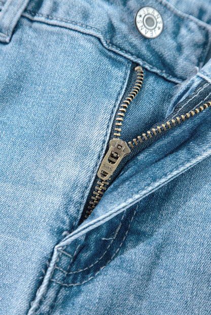Threaded Pear Dream Slit Leg Straight Jeans
