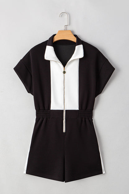 Threaded Pear Olivia Patchwork Zip Front Romper