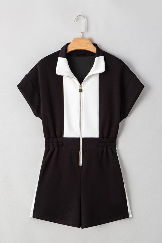 Threaded Pear Olivia Patchwork Zip Front Romper