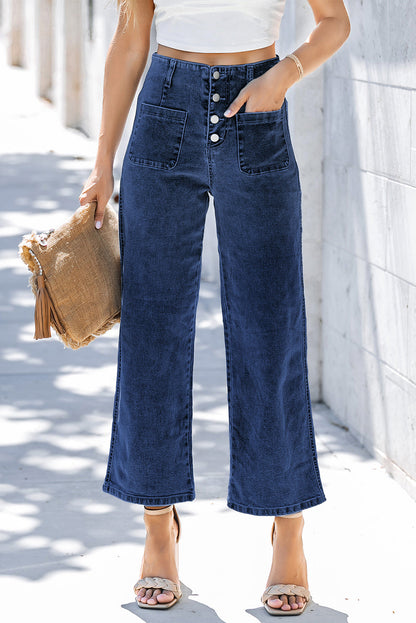Threaded Pear Mckinley Wide Leg Cropped Jeans