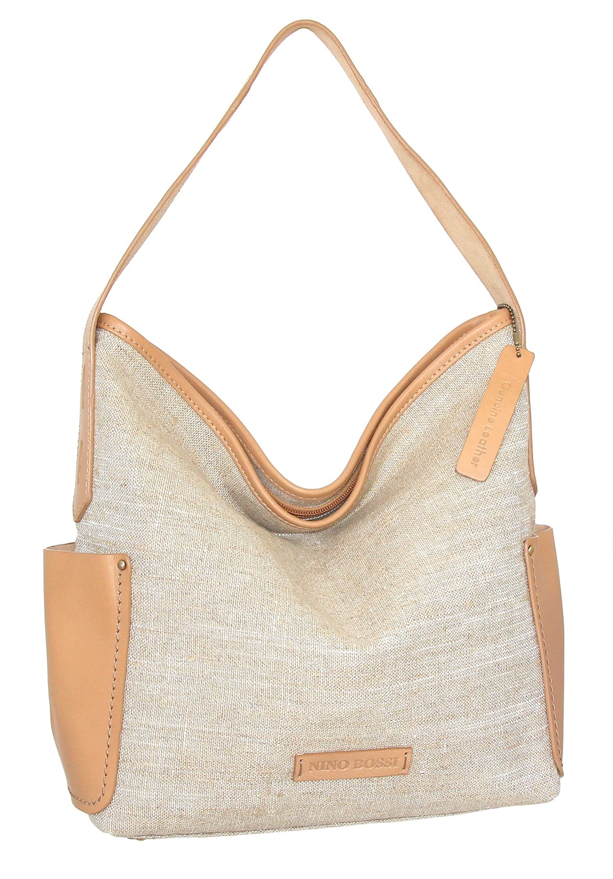 Nino Bossi Caprice Linen/Leather Hobo - Natural