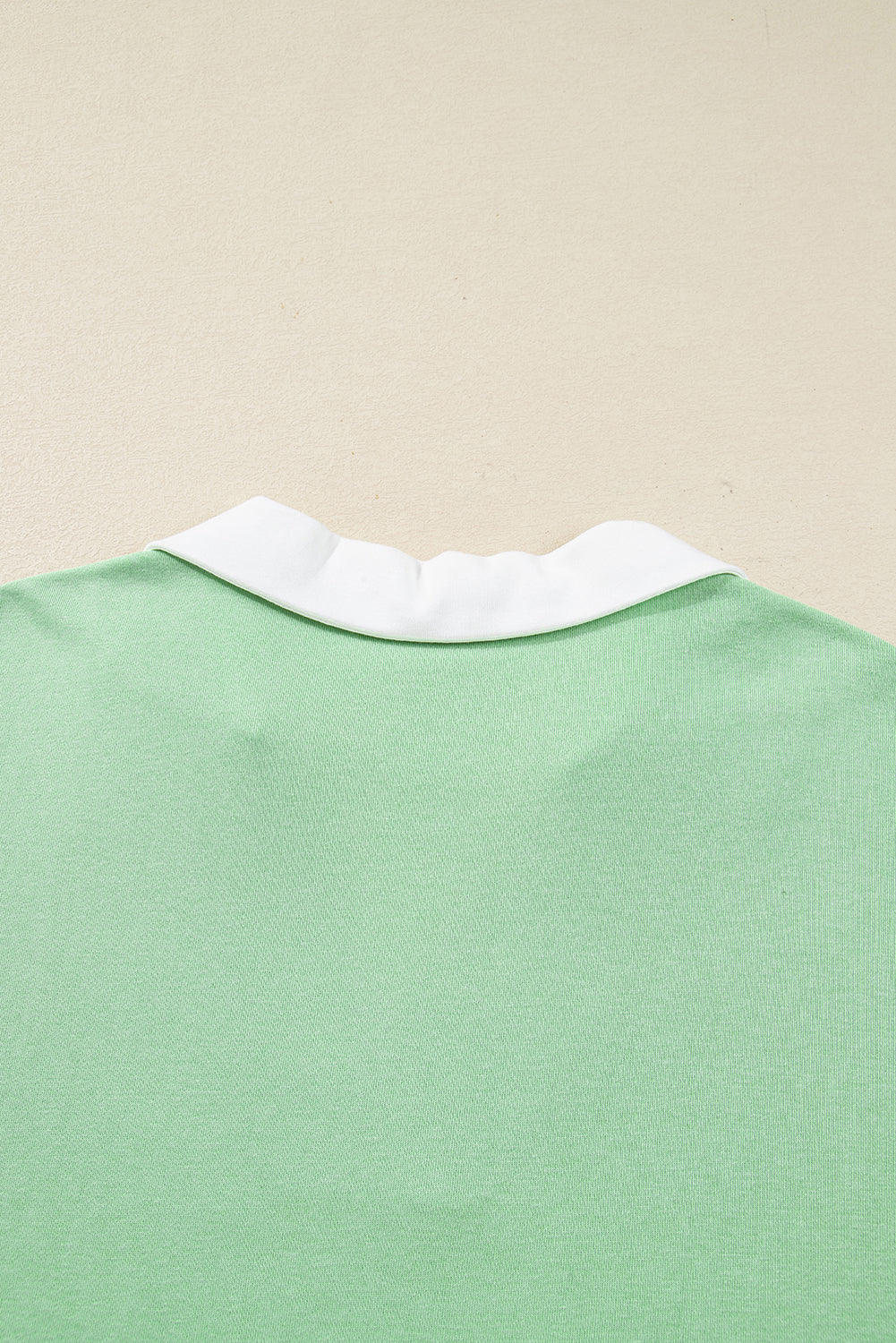 Threaded Pear Moonlight Jade Color Block Striped Patchwork Collar V Neck Plus Size Sweatshirt