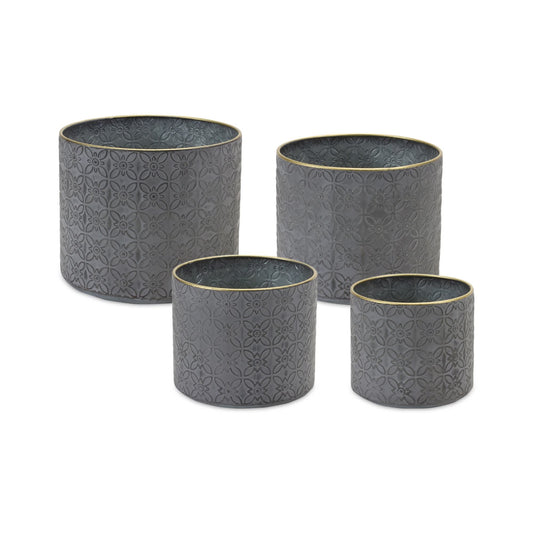 Melrose International Ornate Geometric Metal Planter (Set of 4)