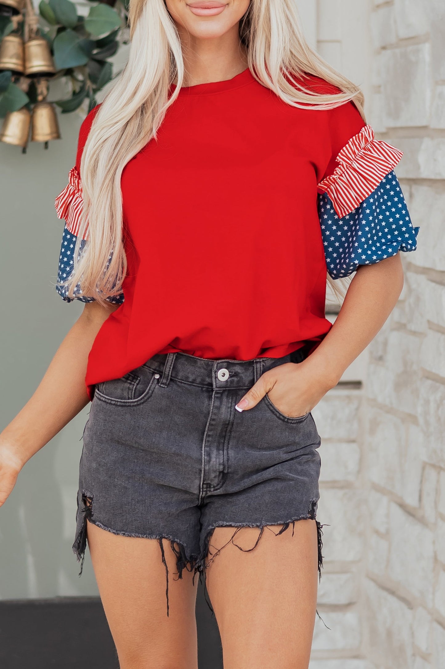 Threaded Pear Aspyn Short Puff Sleeve Top