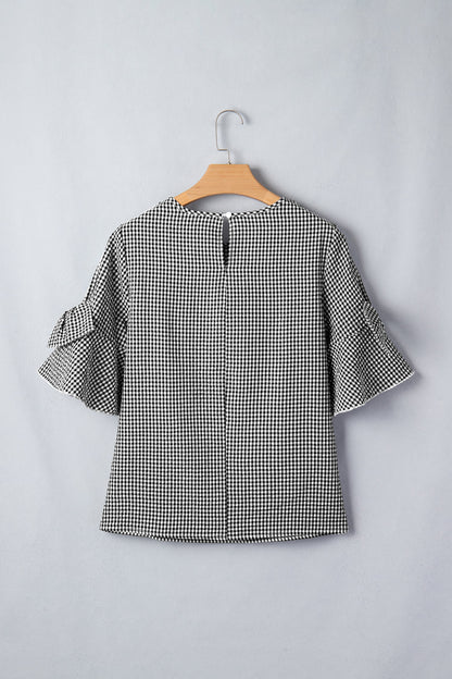 Threaded Pear Carolina Ruffled Half Sleeve Blouse