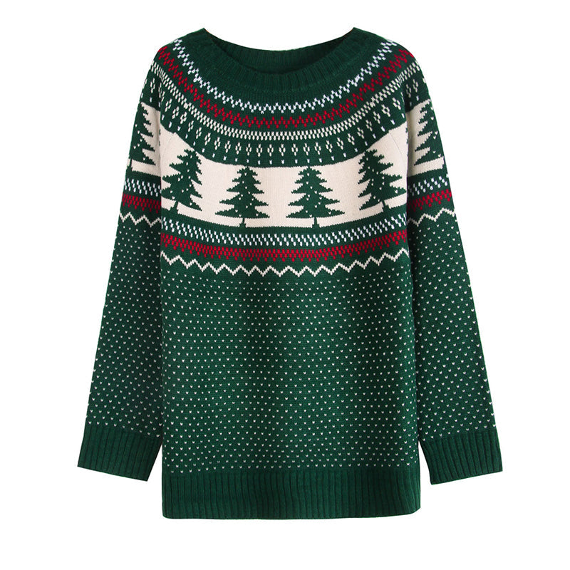 Women's Casual Pine Pattern Sweater