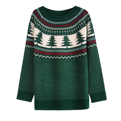 Women's Casual Pine Pattern Sweater