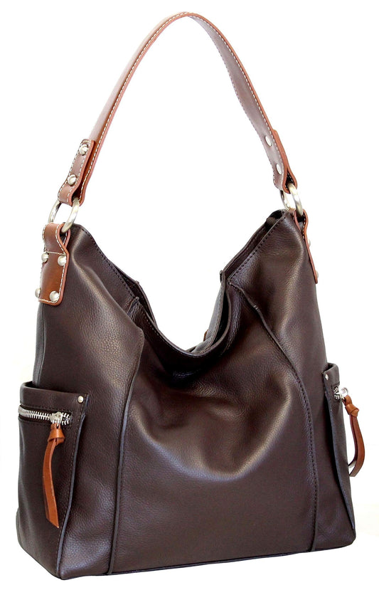 Alberta Leather Hobo in Chocolate