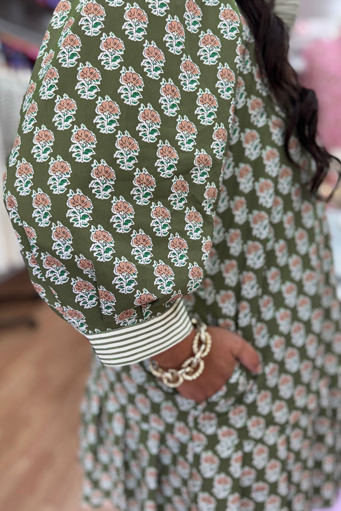 Threaded Pear Olivia 4 Sleeve Floral PLUS Dress