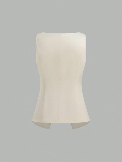 Women’s Minimalist Cinched-Waist Camisole – Single-Breasted Summer Tank