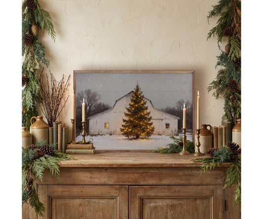 Kendrick Home White Barn And Holiday Tree