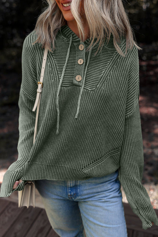Threaded Pear Sofioya Knit Drawstring Hooded Sweater