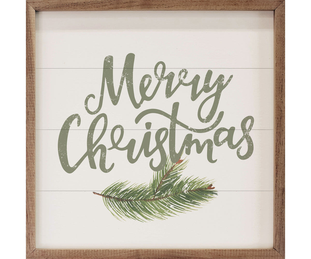 Kendrick Home Merry Christmas Green White