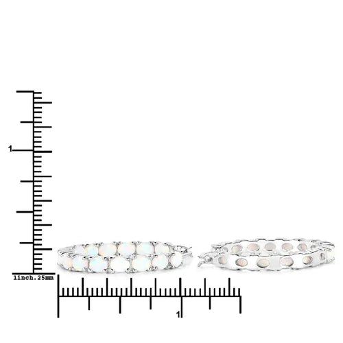 2.05 Ct Oval White Opal Prong Sterling Silver Tennis Hoop Clip-On Earrings