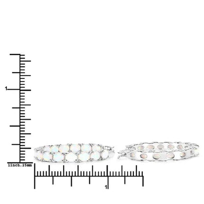 2.05 Ct Oval White Opal Prong Sterling Silver Tennis Hoop Clip-On Earrings