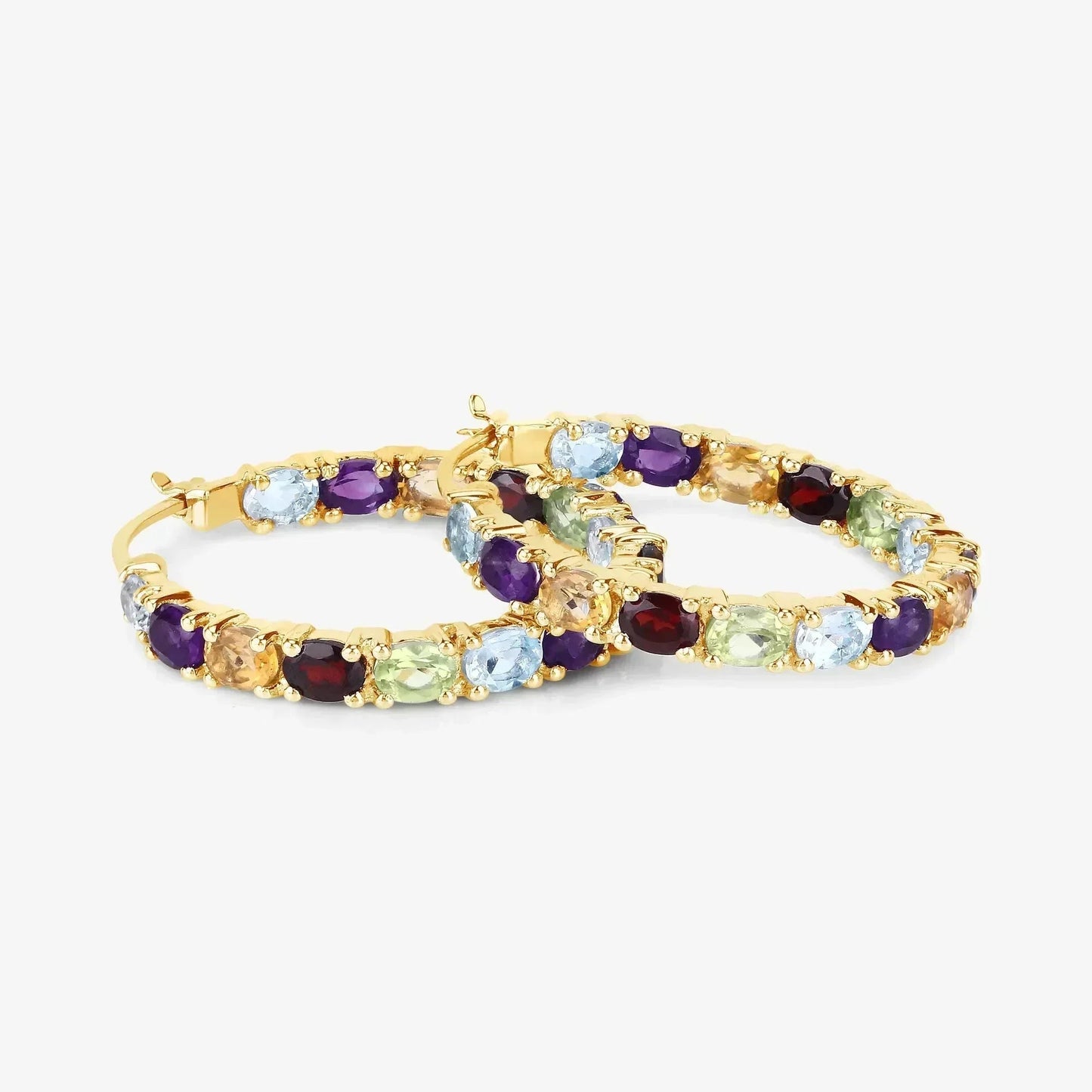 Multi colored Stone Hoop Earrings