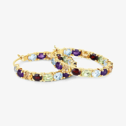 Multi colored Stone Hoop Earrings