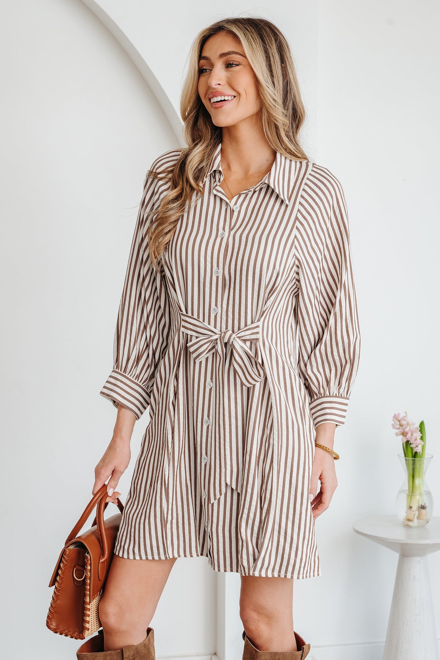 Threaded Pear Hanna Sleeve Down Mini Shirt