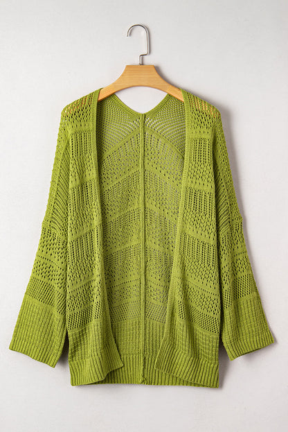 Threaded Pear Whitley Crochet Knit Open Cardigan