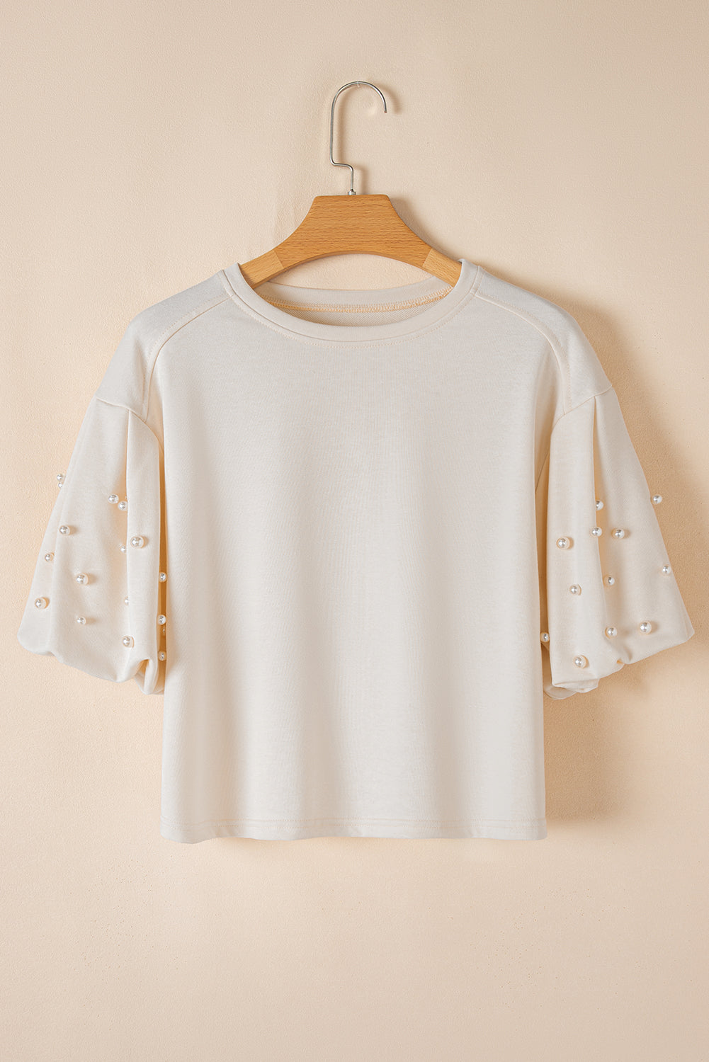 Threaded Pear Sylvia Pearled Puff Sleeve Loose Top