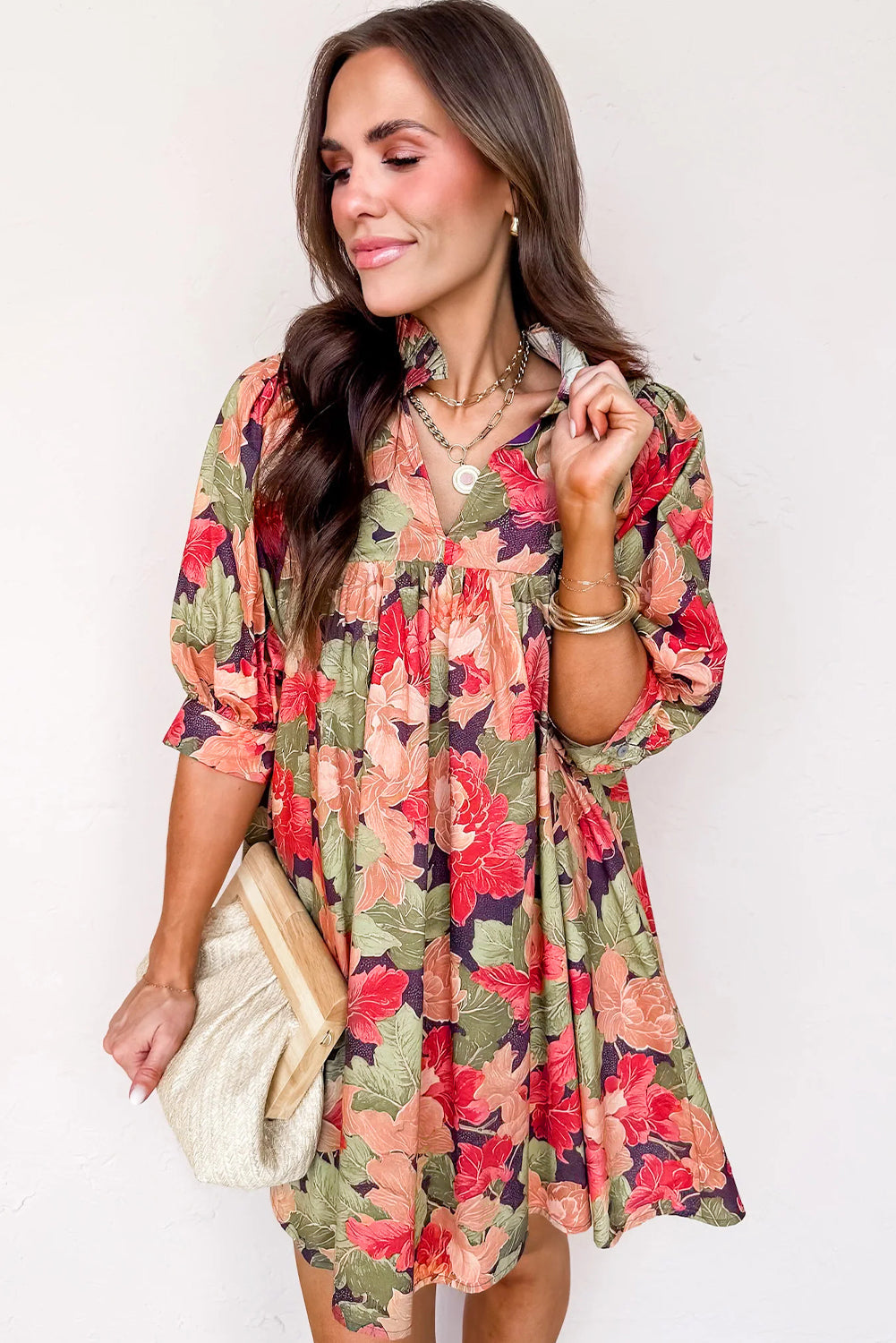Threaded Pear Annika Half Sleeve Mini Dress