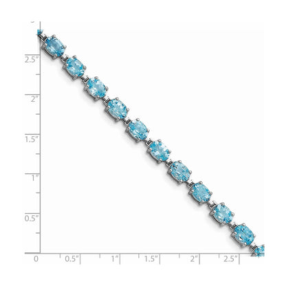 4.75 Ct Oval Swiss Blue Topaz Prong Sterling Silver Tennis Bracelet