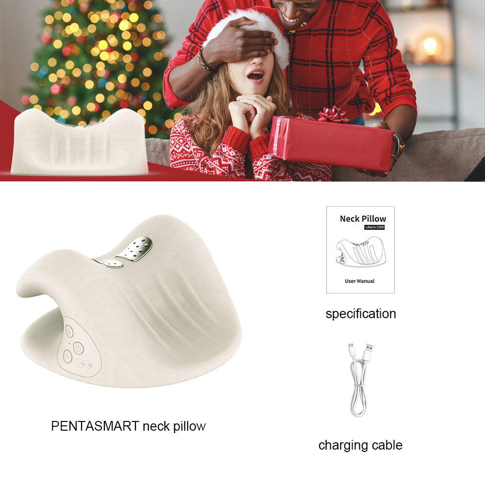 Rechargeable Neck Massage Pillow – Hot Compress, Cervical Traction & Pulse Therapy