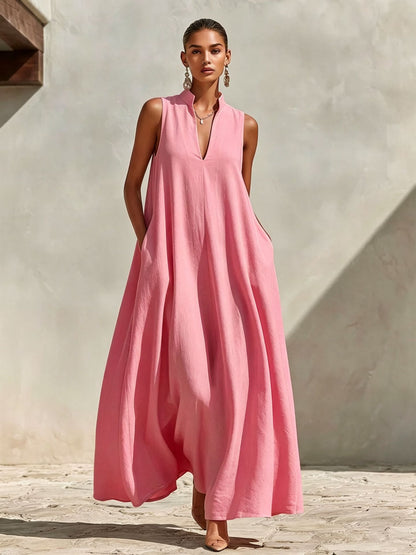 sleeveless pink maxi dress Rosy Days Sleeveless Floral Maxi Dress (Light Pink)
