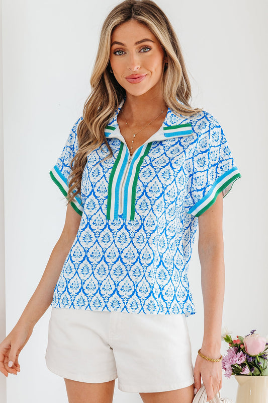 Threaded Pear Jade Sleeve Summer Blouse Top